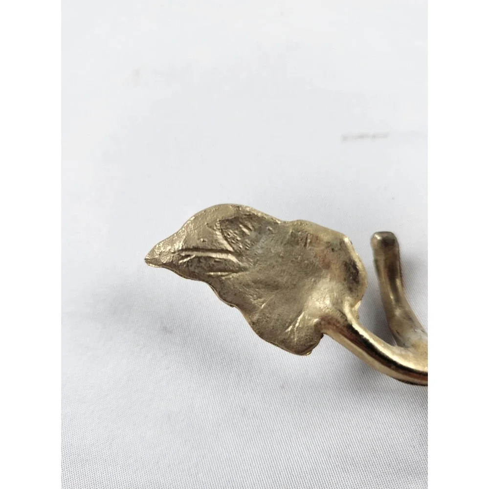 Vintage Brass Rose Double Wall Hook Floral Coat Key Towel Hanger Cottage Decor